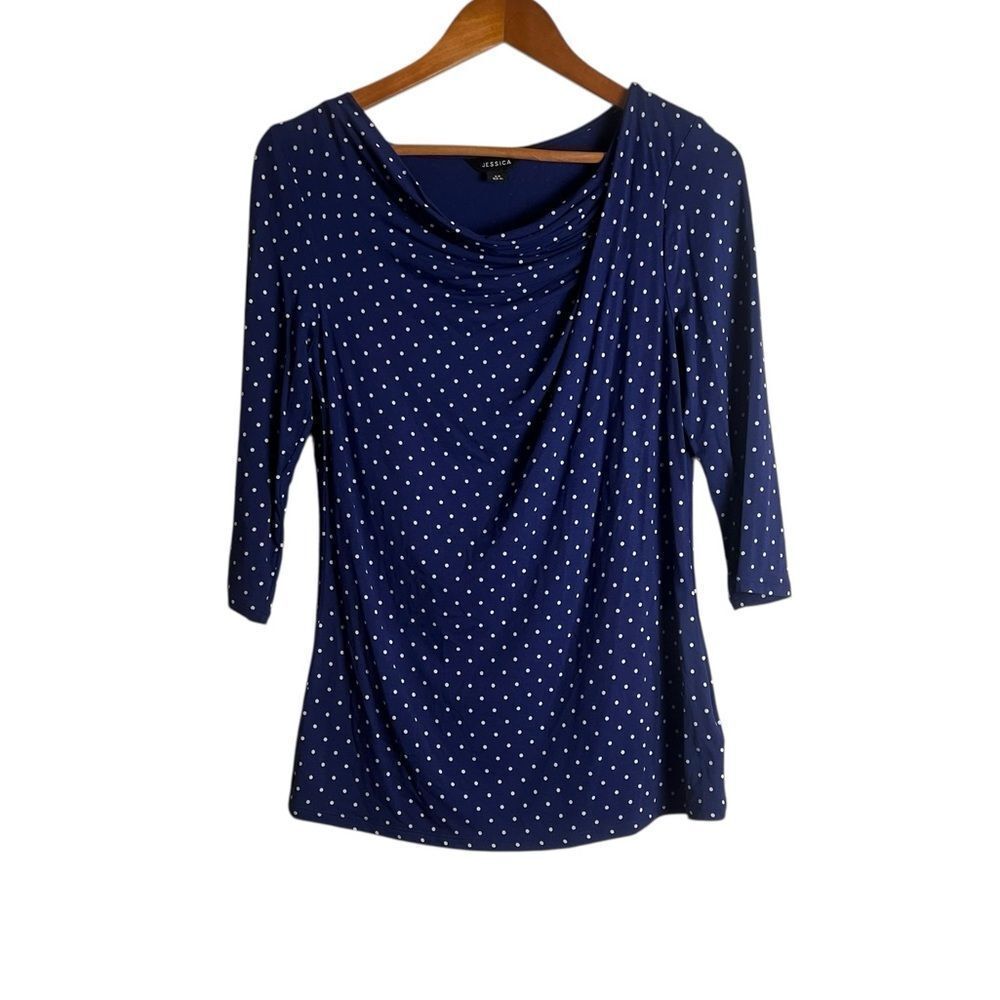3 for $30! Jessica blue polka dot top. Size small